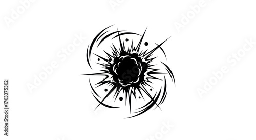 Dynamic black and white abstract explosion illustration showcasing rapid expansion effect