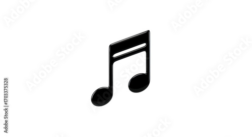 Elegant and Glossy Music Note Illustration on a Clean White Canvas Displaying Harmonic Symbolism