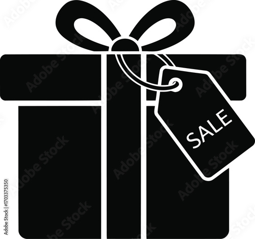 Gift box with a sale tag, isolated on transparent background