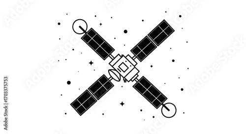 Geometric satellite model navigating among distant stars in an intricate cosmic dance