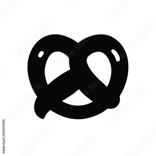 Black Pretzel Silhouette on White Background