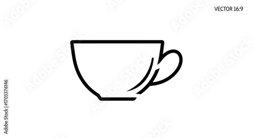 Minimalist vector illustration of a coffee cup on white background for graphic design projects