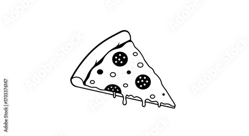 Minimalistic Pizza Slice Illustration with Dripping Cheese, a Culinary Delight Depicted