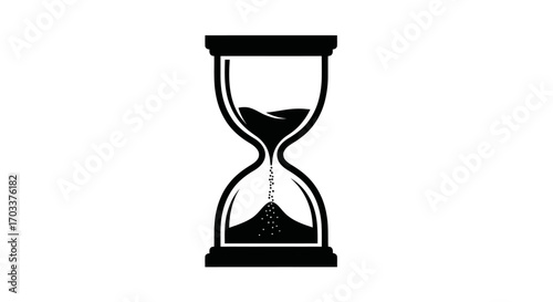 Monochromatic Hourglass Illustration Depicting Time Flowing Steadily in a Minimalist Style
