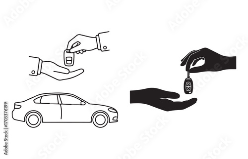 Car Key Handover and Sale Icons