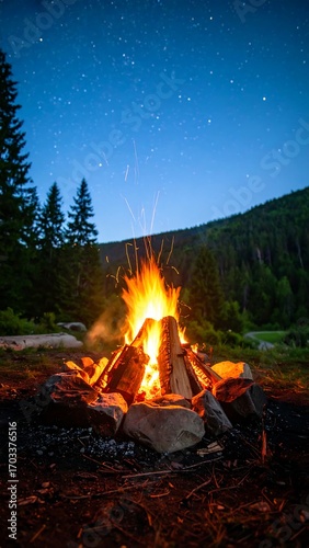 Wallpaper Mural Campfire under a starlit sky Torontodigital.ca