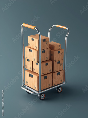 3d trolley with boxes.
