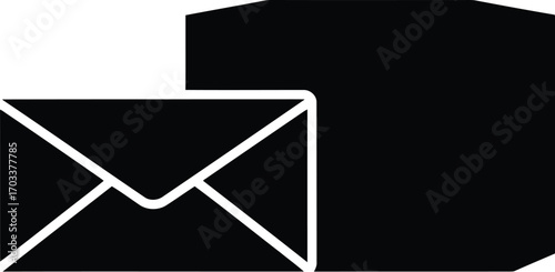 An envelope in front of a large box, symbolizing mail, communication, and delivery services, isolated on transparent background