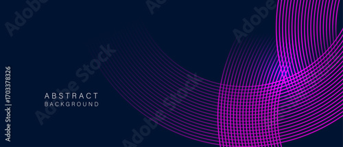 Futuristic abstract background with flowing neon wave lines in purple and blue tones on dark background. Perfect for technology, AI, and cyber-inspired projects.