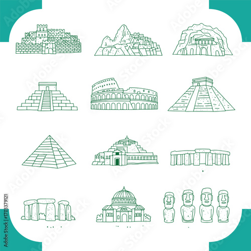 Collection of Ancient Architectural Wonders.