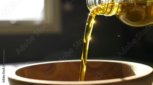 Wallpaper Mural Golden oil pouring into bowl. Torontodigital.ca