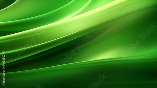 Abstract green background with smooth waves and modern light texture design