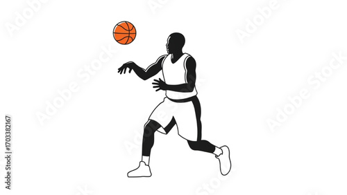Basketball and Basketball Player Vector Silhouette Illustration Set AI EPS PNG