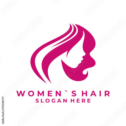 Women hair beauty logo design icon vector template