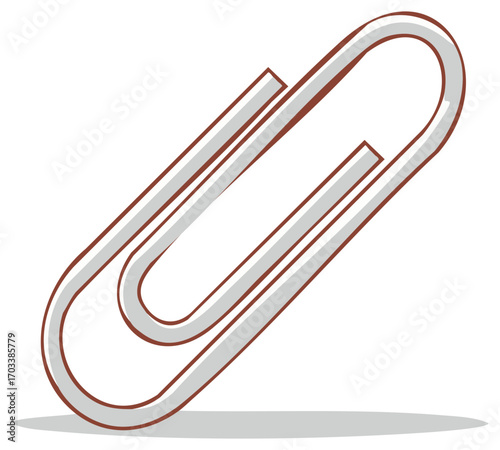 Classic metallic paperclip simple office stationery item illustration