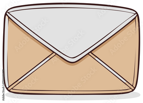 Illustration of a sealed tan envelope conveying mail and correspondence for communications purposes.