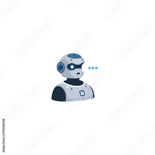 Futuristic robotics and AI brain clip art. A smart robot showcasing artificial intelligence, machine mind, and neural tech for brainstorming and contemplation