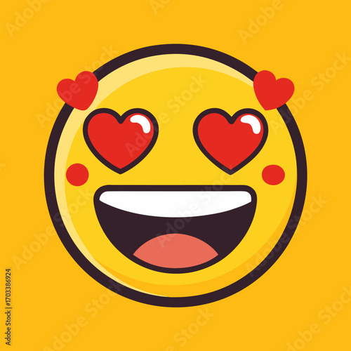 Smiling emoji with red heart eyes expressing love affection joy and happiness