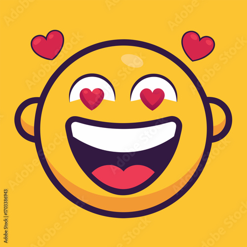 Smiling emoji with red heart eyes expressing love affection joy and happiness