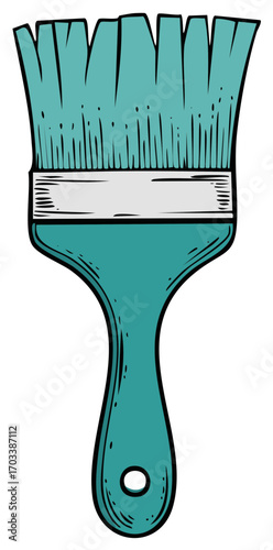 Stylized Teal Paintbrush Illustration Vector Isolated on White Background