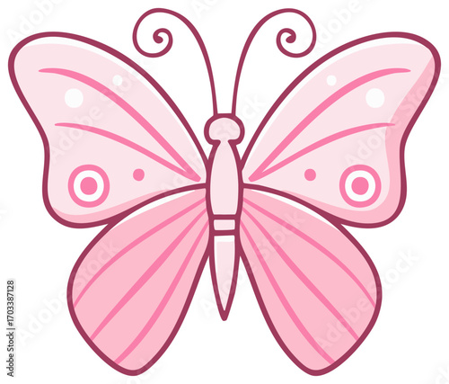 Cute pink butterfly illustration with elegant wings and antennae