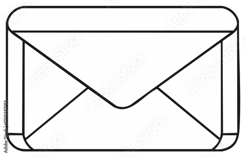 Black line art icon of a sealed mail envelope for correspondence and communication