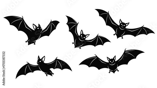 Cartoon vector illustrations of bats for Halloween - eps, png file format - Perfect for spooky designs and decorations, vector art