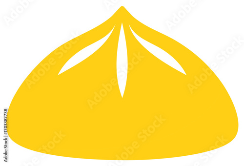 Asian Cuisine Dim Sum Steamed Bun Baozi Dumpling Simple Yellow Vector Icon