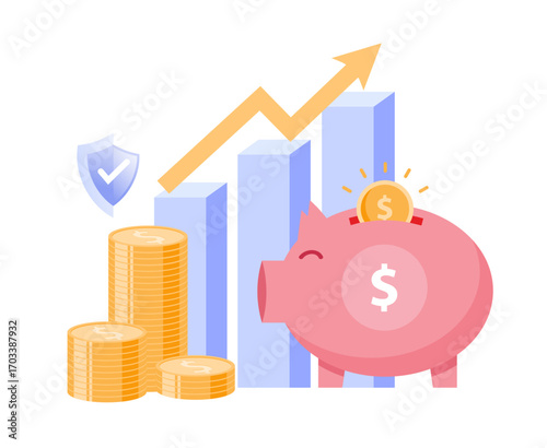 Budget business strategy, finance and accounting, budget calculation, economy and investment, flat design illustration vector banner and background	