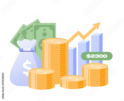 Budget business strategy, finance and accounting, budget calculation, economy and investment, flat design illustration vector banner and background	
