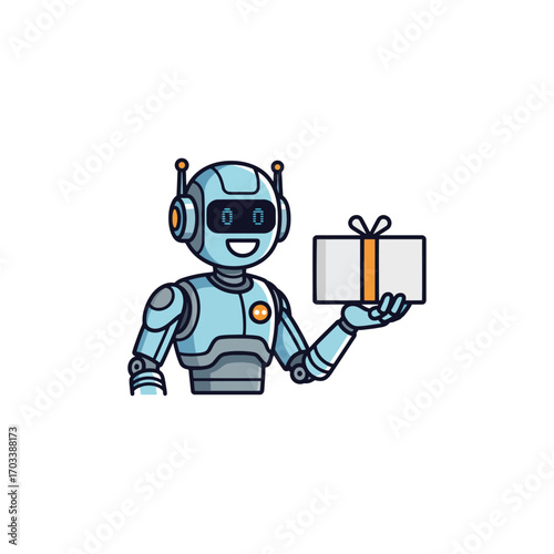 AI Brain-powered smart robot drone delivers with futuristic efficiency. This automaton clip art depicts artificial intelligence and robot intelligence