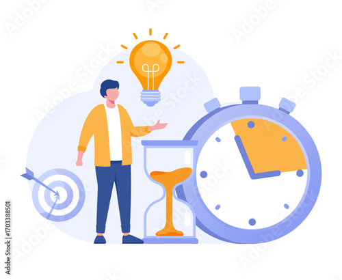 Business time management, deadline concept, planner, flat vector illustration banner	