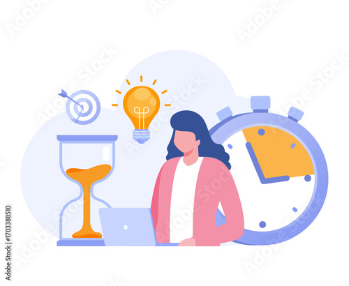 Business time management, deadline concept, planner, flat vector illustration banner	