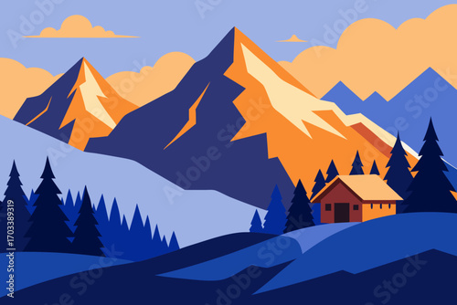 winter landscape with mountains
