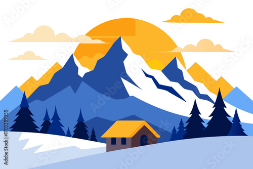 winter landscape with house
