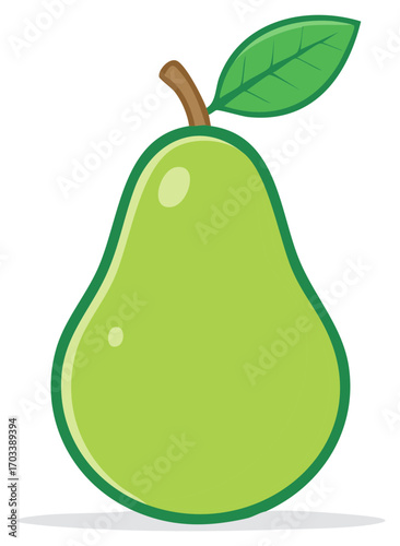 Green pear fruit with leaf vector illustration isolated simple fresh healthy