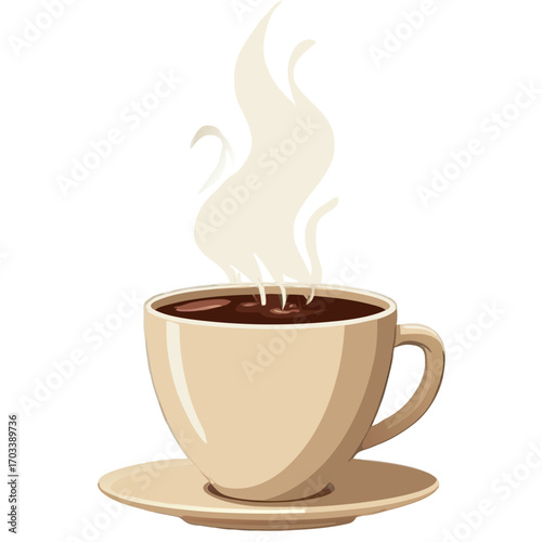 Steaming cup of coffee hot beverage drink caffeine morning refreshment aroma flavor taste break time relaxation