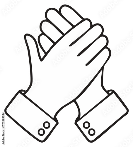 Outlined Clapping Hands Illustration Success Celebration Gesture