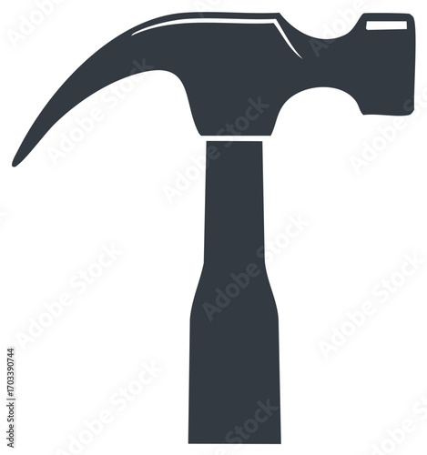 Dark silhouette of a claw hammer construction tool