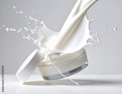 Creamy milk splash from a jar