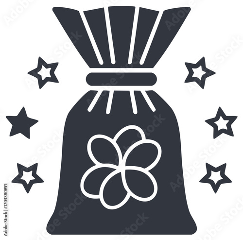 Gift Bag With Flower Design And Sparkling Stars
