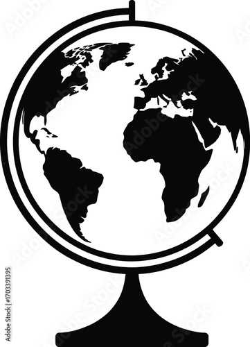 Black globe on stand world earth