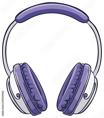 Purple Wireless Headphones Illustration Modern Audio Listening Device Isolated