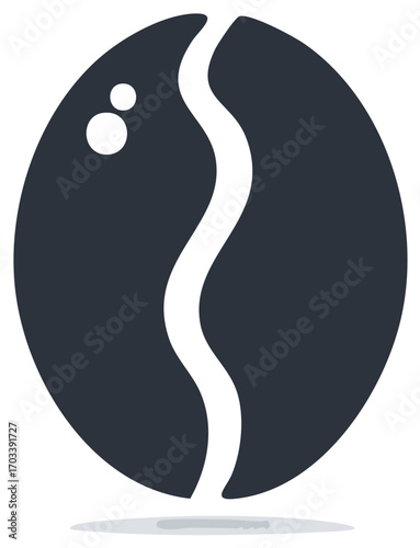 Simple black coffee bean logo icon. Vector graphic for cafe, espresso, and morning concepts.