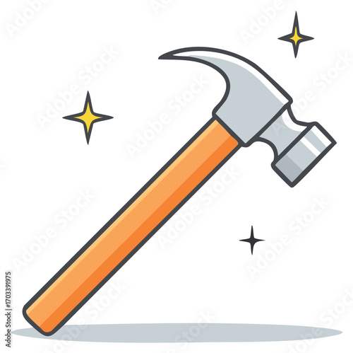 Shiny Claw Hammer with Orange Handle and Sparkles