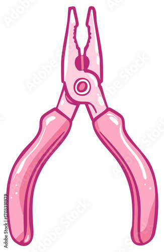 Vibrant Pink Cartoon Pliers Vector Illustration for Craft and Repair