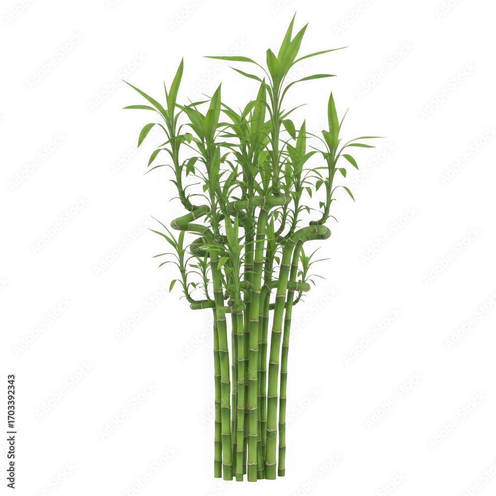 Obraz premium A cluster of lucky bamboo stalks with green leaves isolated on transparent background