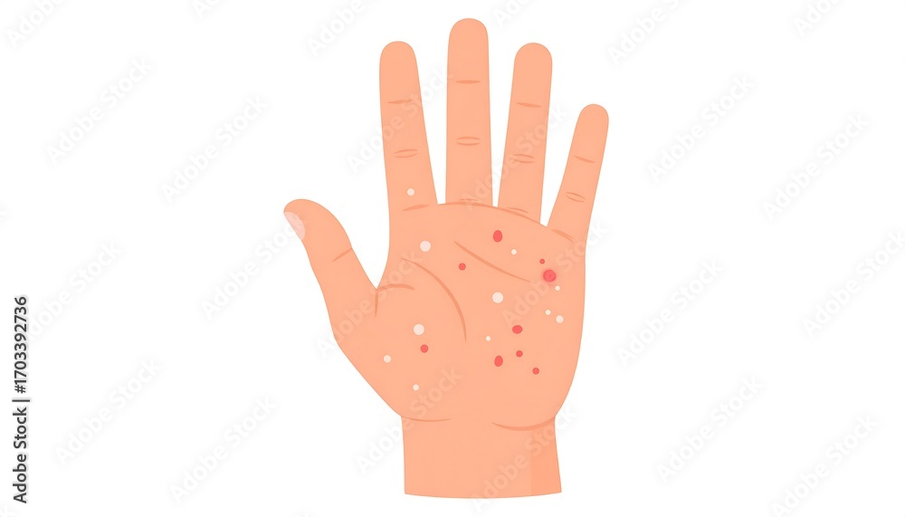 Fototapeta premium Illustration of a hand with skin irritation