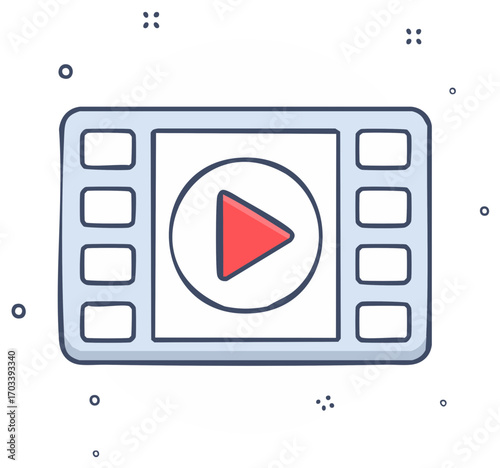 Play button in a film strip illustration video screen media player sign symbol icon streaming