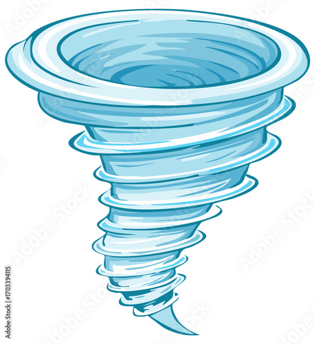 Stylized Blue Tornado Swirl Depicting Powerful Weather Phenomenon
